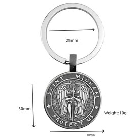 Saint Michael Stainless Steel Keychain For Women Men,St Michael Key Ring for Home Car Keys Attachment, Archangel Michael Key Holder Gift,Religious Key Chain Organizer (Send Gift Box)