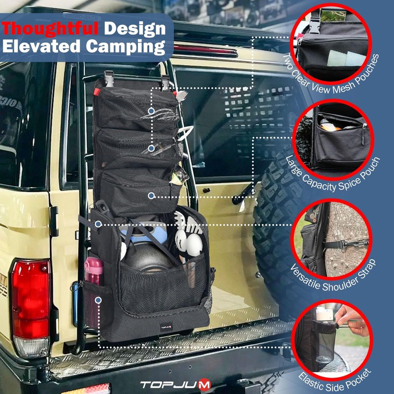 TOPJUM Camp Kitchen Organizer, Utensil Storage Caddy Bag, Multi-Pockets, Paper