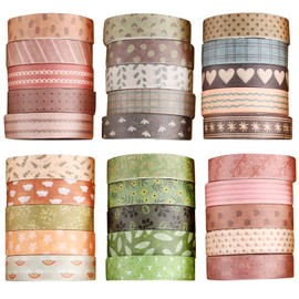 JSTHHTT 30 Rolls Washi Tape Set, Masking Tape Decorative, Washi Tape Set, for Arts, DIY Crafts, Bullet Journals, Planners, Scrapbooking, Packaging (Rainbow Forests)