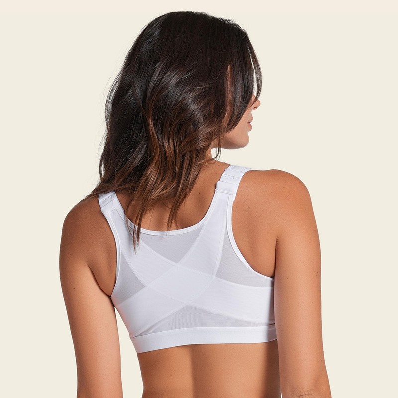 Leonisa Women's Posture Corrector Wireless Back Support Bra, White, 38B