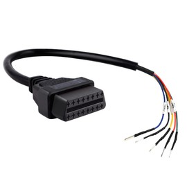 iKKEGOL OBD OBDII OBD2 16 Pin Female Connector K + CAN K Line Jumper Tester Cable Universal Pigtail DIY Mobley Adapter for Motorcycle Car Truck 1ft Feet 30cm/12