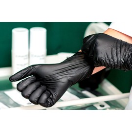 RAP Gloves Professional Black Nitrile Powder Free Multi Purpose Gloves Disposable, Extra Strong Disposable Examination Gloves, Surgical Powder Free Disposable Nitrile Gloves (M - Pack of 100)