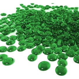 ARSUK Green Glass Pebbles 1lb Bulk Pack – 100pcs Flat Marbles (0.7–0.8 Inch) Decorative Glass Gems for Vase Filler Stones, Aquarium Rocks, Crafts, Table Scatter, Wedding Centerpieces & Home Décor