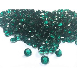 Acrylic Diamonds, 8mm Acrylic Color Faux Round Crystals Treasure Gems, 0.3 inch Tabletop Confetti Crystals for Table Confetti, Table Scatters, Vase Fillers, Party Decoration (1000pcs Emerald Green)