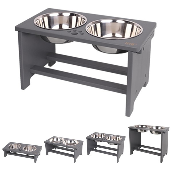 HTB Elevated Dog Bowls,Raised Dog Bowl Stand with 2 Stainless