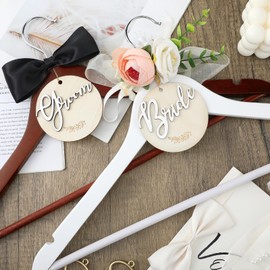 FillTouch 2 Pack Wedding Hanger Bridal Hanger Bride Groom Hanger with Wedding Hanger Tags for Wedding Dress Wedding Gift (Pink)