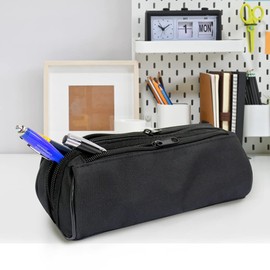 Fashion Stationery Black Pencil Case for Teenagers High Secondary School Boys Kids Students and Girls Large 2 Compartment Pencil Cases