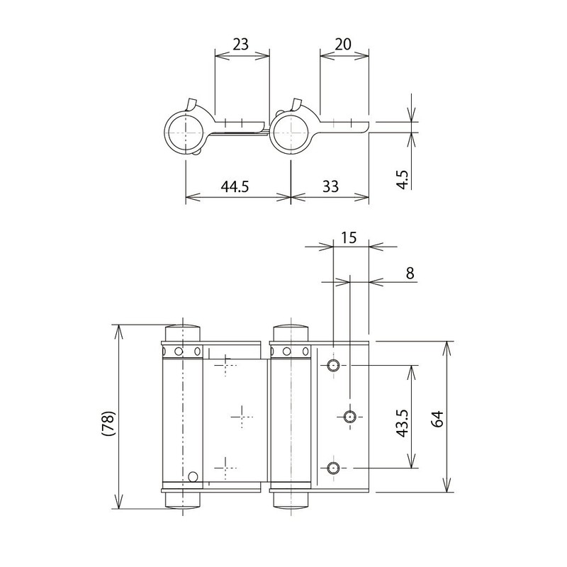 Shimizu OS Free Hinge, Double Opening, 2.5 inches (64 mm),