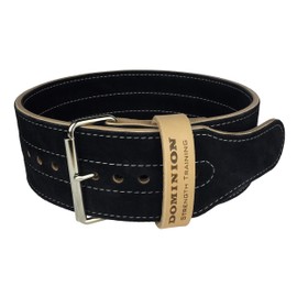 Dominion Strength Training Black Suede 4-inch Weightlifting Belt - Premium Powerlifting Support with Enhanced Grip Technology (MD, 30-40" Waist Size not Pants Size)