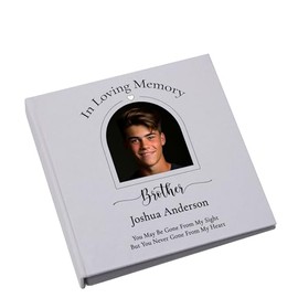 Large Book Bound Funeral Remembrance Condolence Memorial Album With Photo Heart Frame