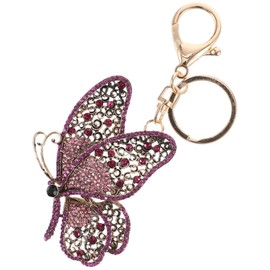 Healeved Butterflies Rhinestone Key Chain Charming Bag Key Ring Pendant for Women Teens Hanging Decor for Handbags Backpacks