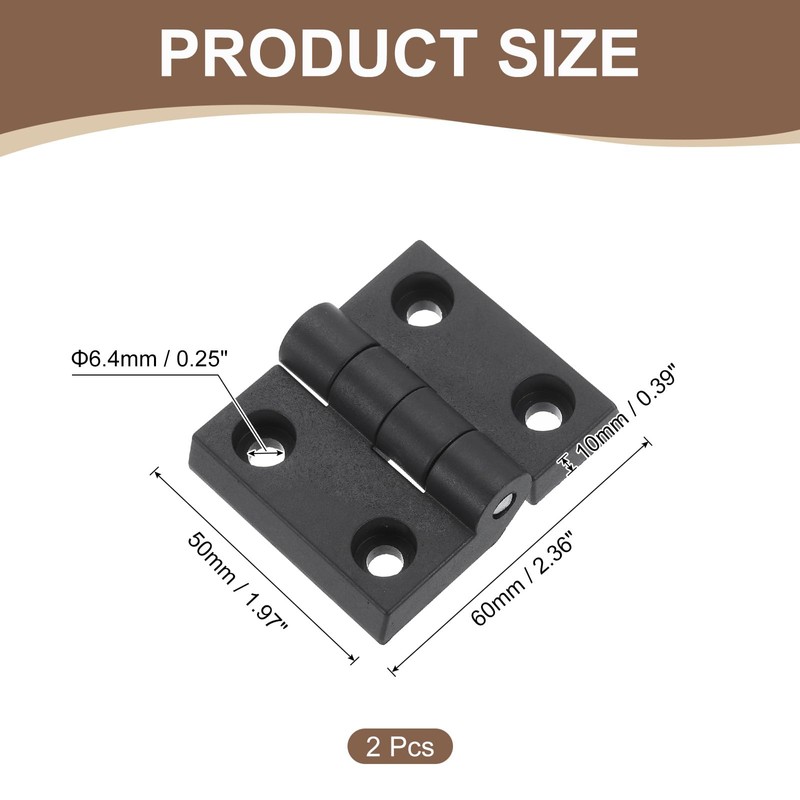 uxcell 2Pcs Adjustable 180 Degree Hinges, 50mmx60mm Nylon Locking Leaf
