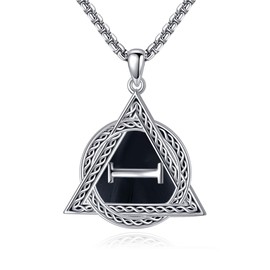 VENACOLY Therian Black Onyx Necklace 925 Sterling Silver Celtic Knot Therian Symbol Mother's Day Jewellery for Women Mum Mom Men