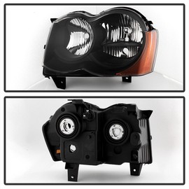 ACANII - For Black Halogen 2008 2009 2010 Jeep Grand Cherokee Headlights Headlamps Driver + Passenger Side