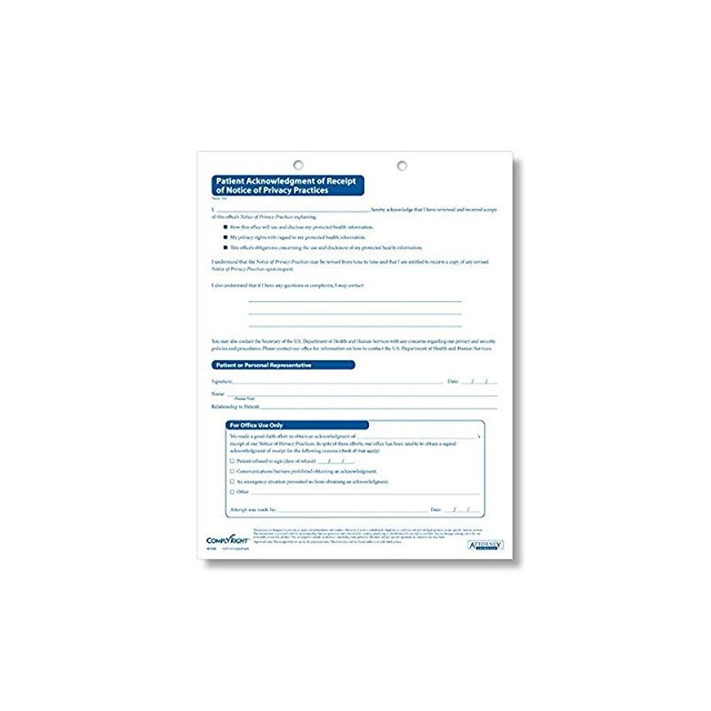 ComplyRight HIPAA Patient Ack. of Receipt of Notice of Privacy