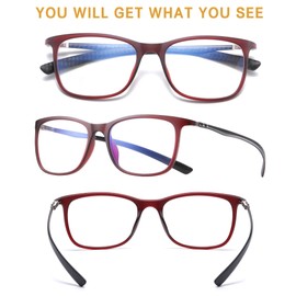 DUCO Luxury Carbon Fiber Temple Eyewear Blue Light Blocking Glasses for Men and Women Glasses for Computer Eye Strain (5221 Red Frame Black Temple)