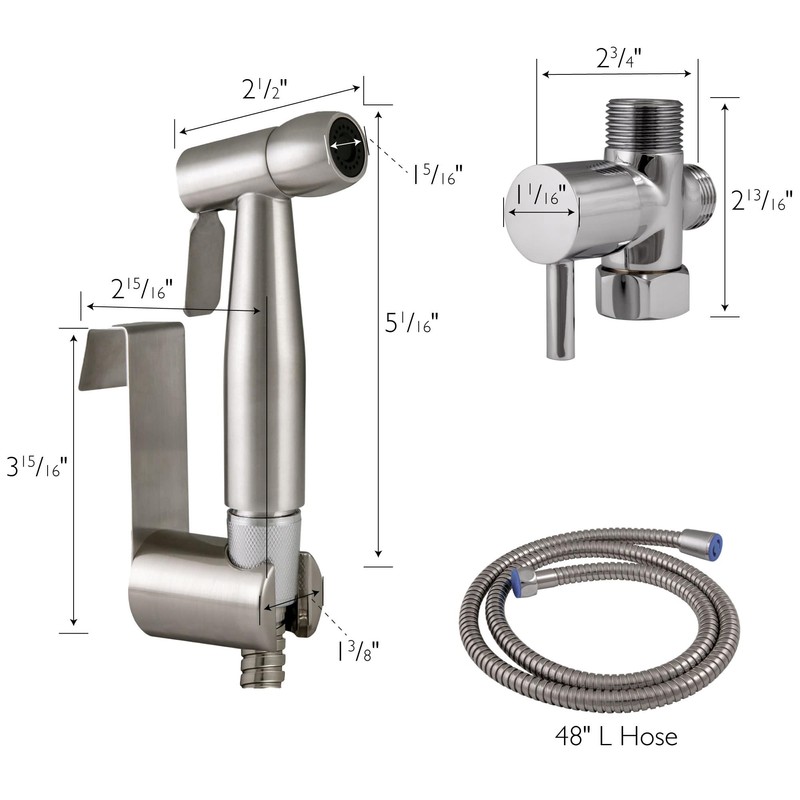 Design House 588913-SS Modern Single-Function Dual-Mount Hand Held Bidet Sprayer
