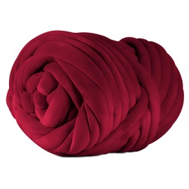 SOJITEK 2.2 LBS of Super Soft Velvet Bulky Yarn for Hand Knitting Blanket, Pillows, Handbag, DIY, Wine Red, 36 Yards, Arm Knitting Yarn for Chunky Braided Knot Throw Blanket, Weave Craft Crochet