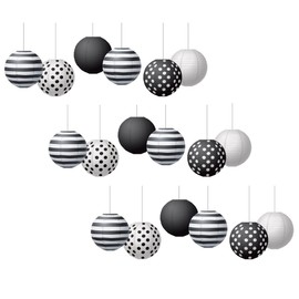 Teacher Created Resources Black & White 8" Hanging Paper Lanterns, 6 Per Pack, 3 Packs