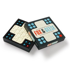 Brass Monkey Fox & Geese – Classic Strategy Game Set with Beautiful Painted Wooden Game Pieces, Suitable for 2 Players