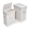 Wicker Two Hamper Set with Liners - White/White