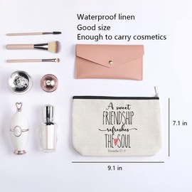 Friendship Gifts for Women, Christian Gifts for Women Friends, Secret Sister Gift for Best Friend Birthday Valentines Day Makeup Bag Cosmetic Bag