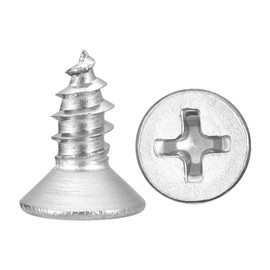 METALLIXITY Countersunk Phillips Wood Screw (#8x3/8) 50Pcs, 304 Stainless Steel Coarse Thread Phillips Drive Flat Head Wood Screws - for Furniture Installation Repair, Silver