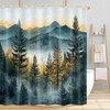 DYNH Misty Mountain Forest Shower Curtain,Sunset Sunrise Woodland Pine Tree