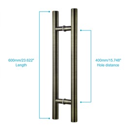 TOGU TG-6012 24 inches Solid Standoffs Heavy-Duty Commercial Grade-304 Stainless Steel Push Pull Door Handle/Barn Door Pull Handle/Glass Pulls, Brushed Antique Bronze Finish