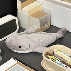 GFHGJH Estuche para Lápices de Peluche, Lapiceras Organizadoras, Estuche de Dibujos Animados, Funda de para lápices de tiburón,bolsa organizadora de papelería con cierre，bolsa de cosméticos portátil