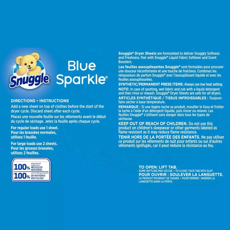 Snuggle Fabric Softener Dryer Sheets, Blue Sparkle (320 ct.)