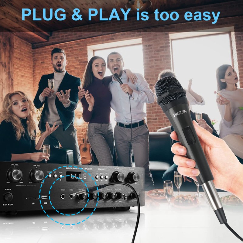 PKOJIN Dynamic Karaoke Microphone for Singing, Vocal Wired Microphone for