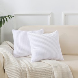 DJDEA Square Throw Pillow Case Cushion Covers, Pack of 2 Corduroy Cushion Covers, for Sofa Couch Bedroom Living Room, Decorative Cushions Pillow Cover Soft and Comfortable (White, 50x50cm)