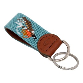 Huck Venture Leather Hand-Stitched Needlepoint Key Fob or Key Chain, Fly Fishing, One Size
