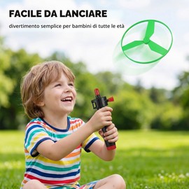PBAHAUP 2 Set Skyrocopter Disco Volante Giocattolo, 2 Lanciatori e 4 Dischi Playset Elicottero, Giocattolo Da Esterno Per L'Estate, Ideali Per Attività All'Aperto