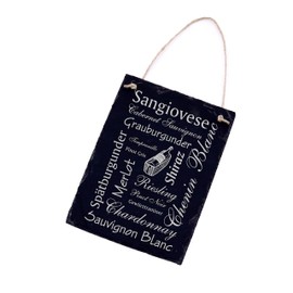 Wine Grape Varieties Winemaker Sign Slate Engraved - Wine Types Worldwide - Slate Decorative Sign Kitchen Decoration Item 16 x 22 cm | Dekolando