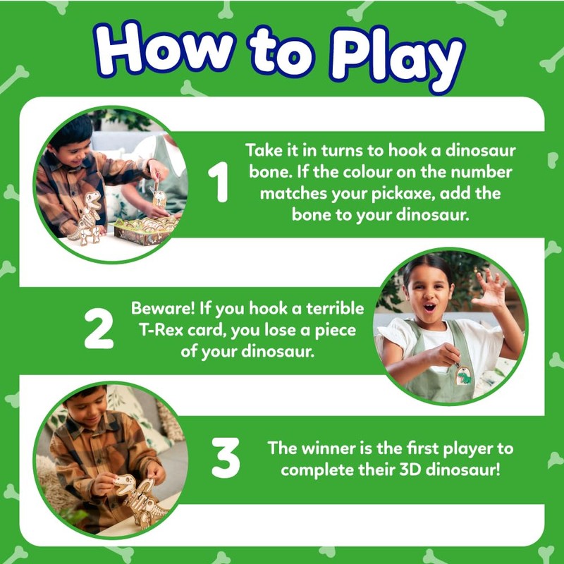 Orchard Toys Dinosaur Dig Game, build 3D Dinosaurs, fun memory