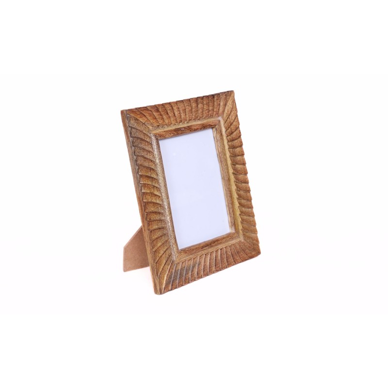 indoStrides Hand Carved Mango Wood 5x7 Picture Frame with Real