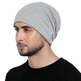 DonDon Breathable Beanie Hat with Soft Inner Lining Fine Knit, lightgrey