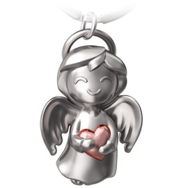 FABACH Guardian Angel Keyring Shiny with Heart – Angel Lucky Charm Keyring Love – Gift Guardian Angel Lucky Charm – Angel with Heart as a Gift Idea for Girlfriend, Rose Gold, Modern