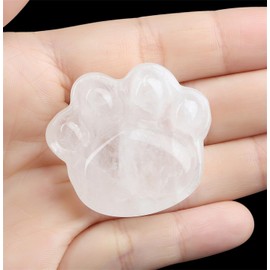 YATOJUZI 1.5" Clear Quartz Cat Natural Crystals and Healing Stones Worry Stones for Anxiety Relief Items Clear Quartz Crystal Gemstones Stress Relief Cat Gifts for Women Cat Lovers