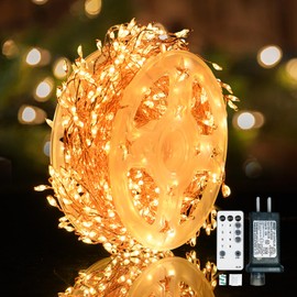 Dailyart Fairy Lights Plug in, 500 Led with Remote 42Ft Small Warm String Lights with Timer Long Twinkle Waterproof String Fairy Lights for Bedroom Outdoor Indoor Decor,Gold Wire