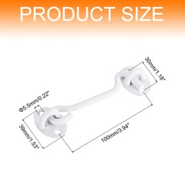 sourcing map 4 Inch Hook and Eye Latch, Barn Door Lock Privacy Hardware Stainless Steel Gate Lock for Window Cabin Hooks Sliding Door Bedroom Bathroom, White