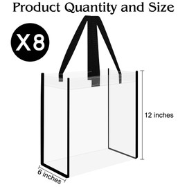 Mototo Bolsas transparentes de plástico transparente con asas para deportes de trabajo, 12 x 12 x 6 pulgadas, Claro