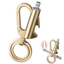 Metal Keychain Lighter With Multifunctional Bottle Opener, Permanent Match Infinity Reusable Kerosene Lighter, Waterproof Emergency Flint Fire Starter, Outdoor Camping Hiking Survival Equipment Gifts(