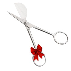 ONTAKI Applique Scissors 4.5" with Duckbill Edge Shaped Paddle for Art, Crafting, Fabric, Thread, Needlework and Embroidery - Versatile Miniature Scissors for Sewing Kit