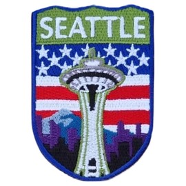 Seattle Washington Shield Patch (3") Iron-On Badge Travel USA Souvenir Emblem for Backpacks Jackets Hats Bags Crafts Gift Patches