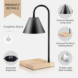 TangDao Kerzenwärmer Lampe für Duftkerzen,Dimmbares Kerzenschmelzlicht Lampe mit hölzerner Basis,Moderner Heizung Duftkerzenhalter Duftlampen für Tischdekorationen zu Hause Yoga Hotel Schwarz