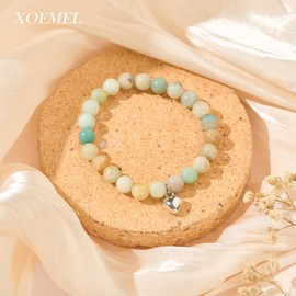 XOEMEL Natural Crystal Bracelet Gemstone Chakra Bracelets for Women Adjustable Beaded Crystal Bracelets Stretch Anxiety Bracelet Mother's Day Gifts