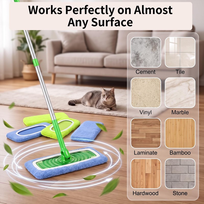 Awubsd 8 Reusable Microfibre Microfiber Floor Speed Mop Refill Wipes